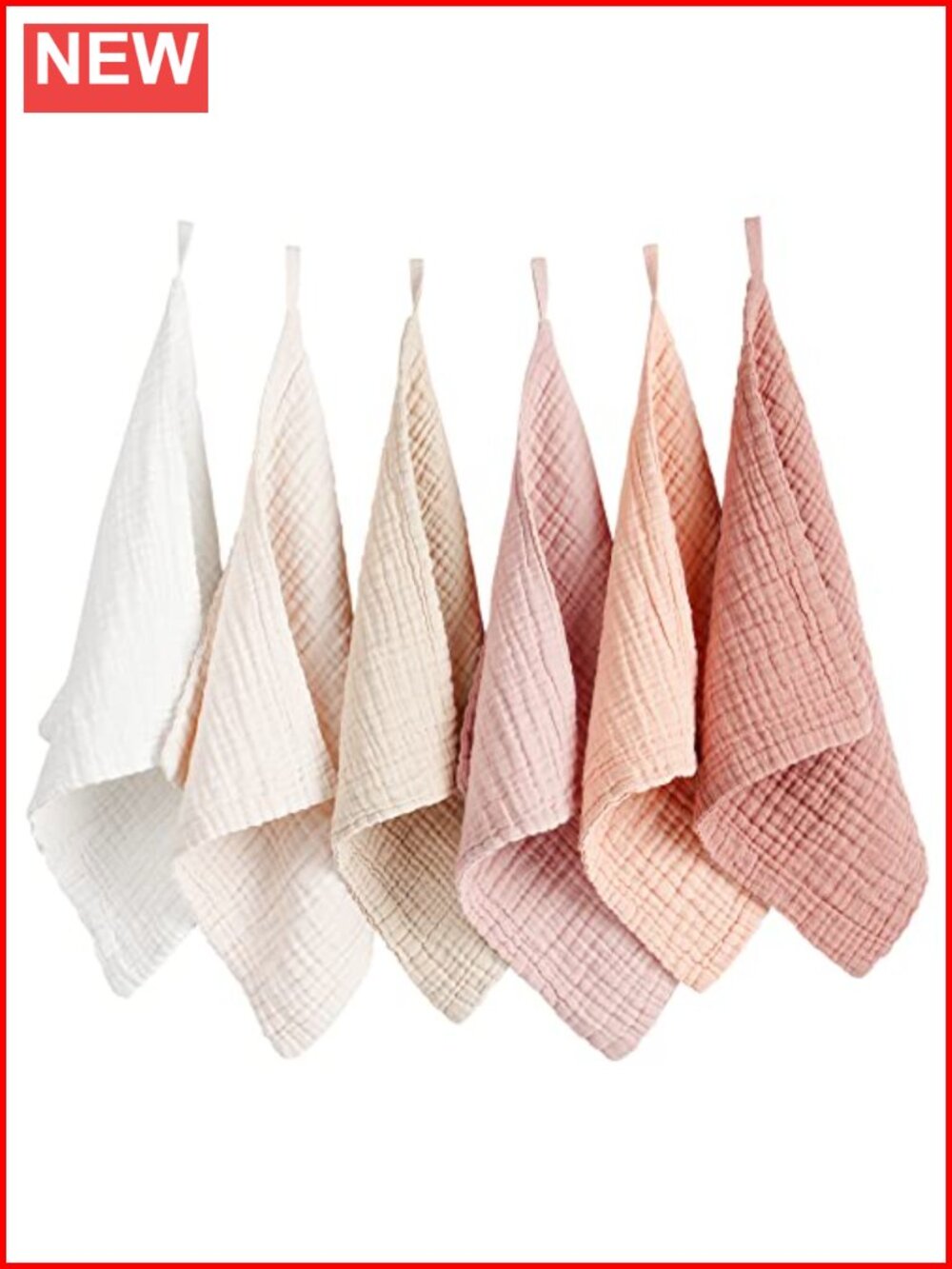 6 Pack 100% Muslin Cotton Face Cloths Wash Cloths 11x11 Reusable